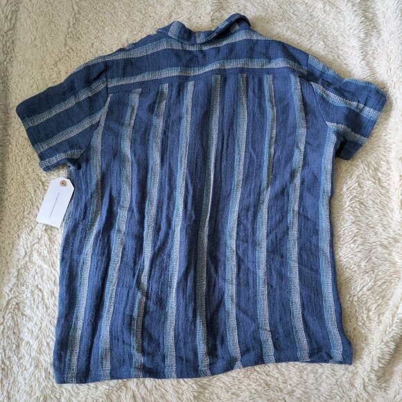 Men's Vintage Summer Set Blue Stripes Brand New NWT Buttons Pockets Drawstrings - Picture 3 of 12